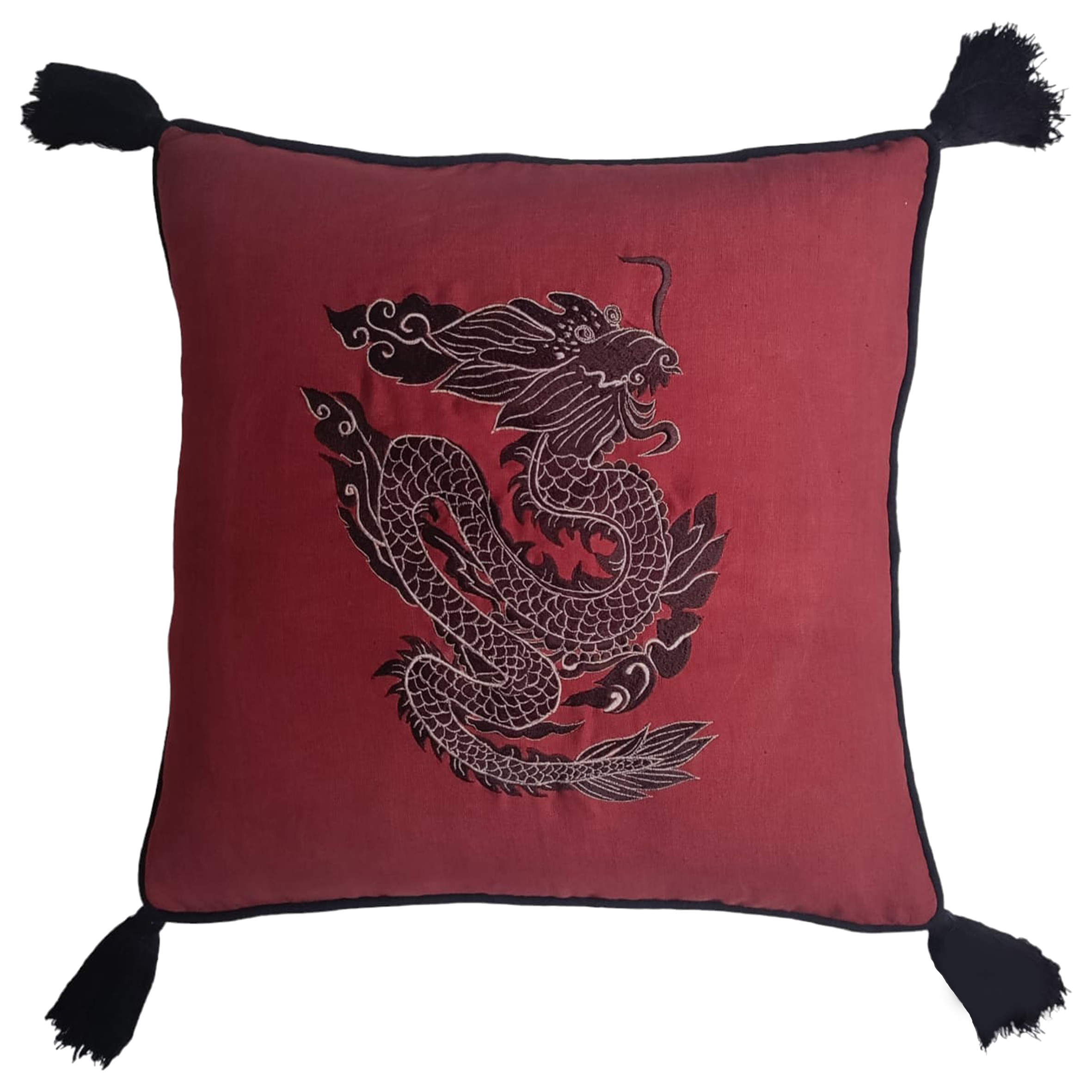 Les Ottomans Hand-embroidered linen cushion EBC56